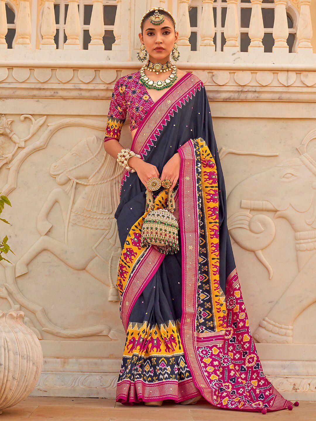 anouk ethnic motifs silk blend patola saree