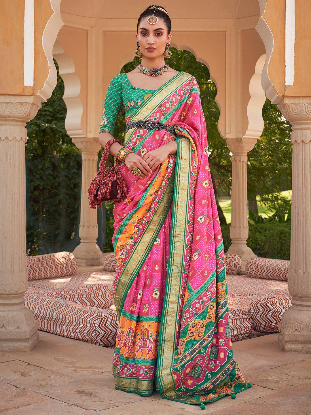 anouk ethnic motifs silk blend patola saree