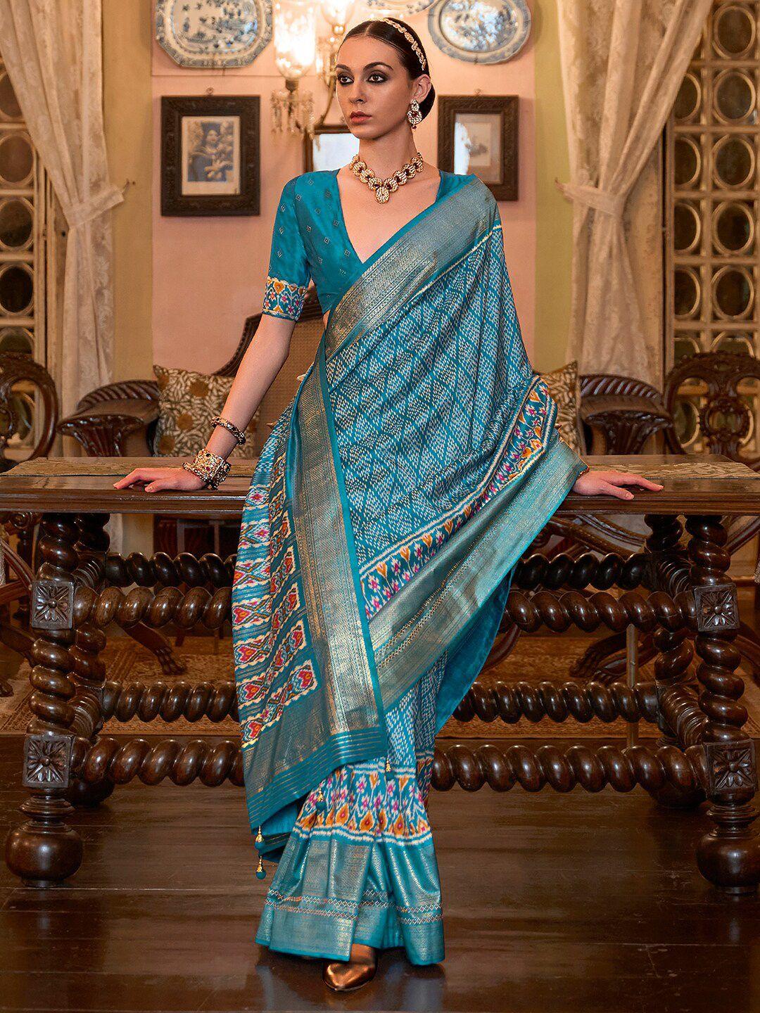 anouk ethnic motifs silk blend pochampally saree