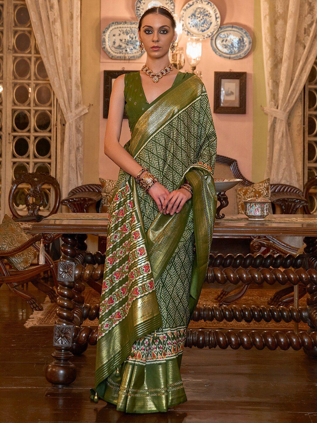 anouk ethnic motifs silk blend pochampally saree