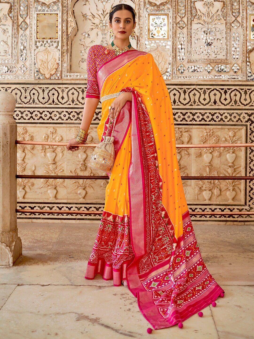 anouk ethnic motifs silk blend pochampally saree