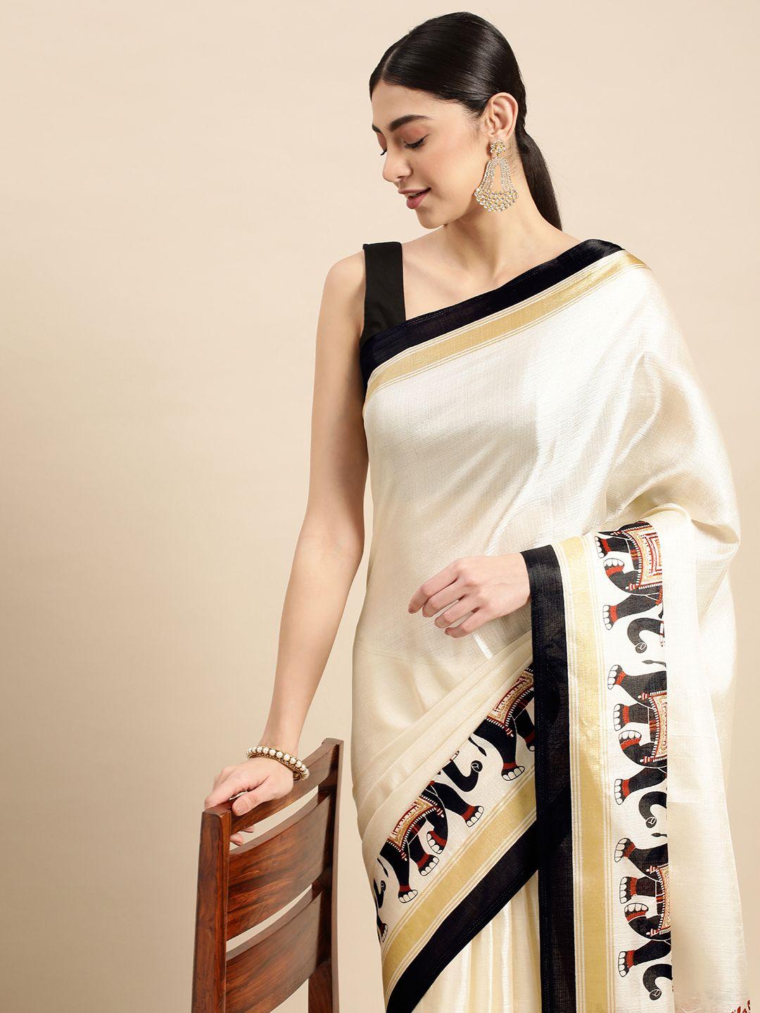 anouk ethnic motifs silk blend saree