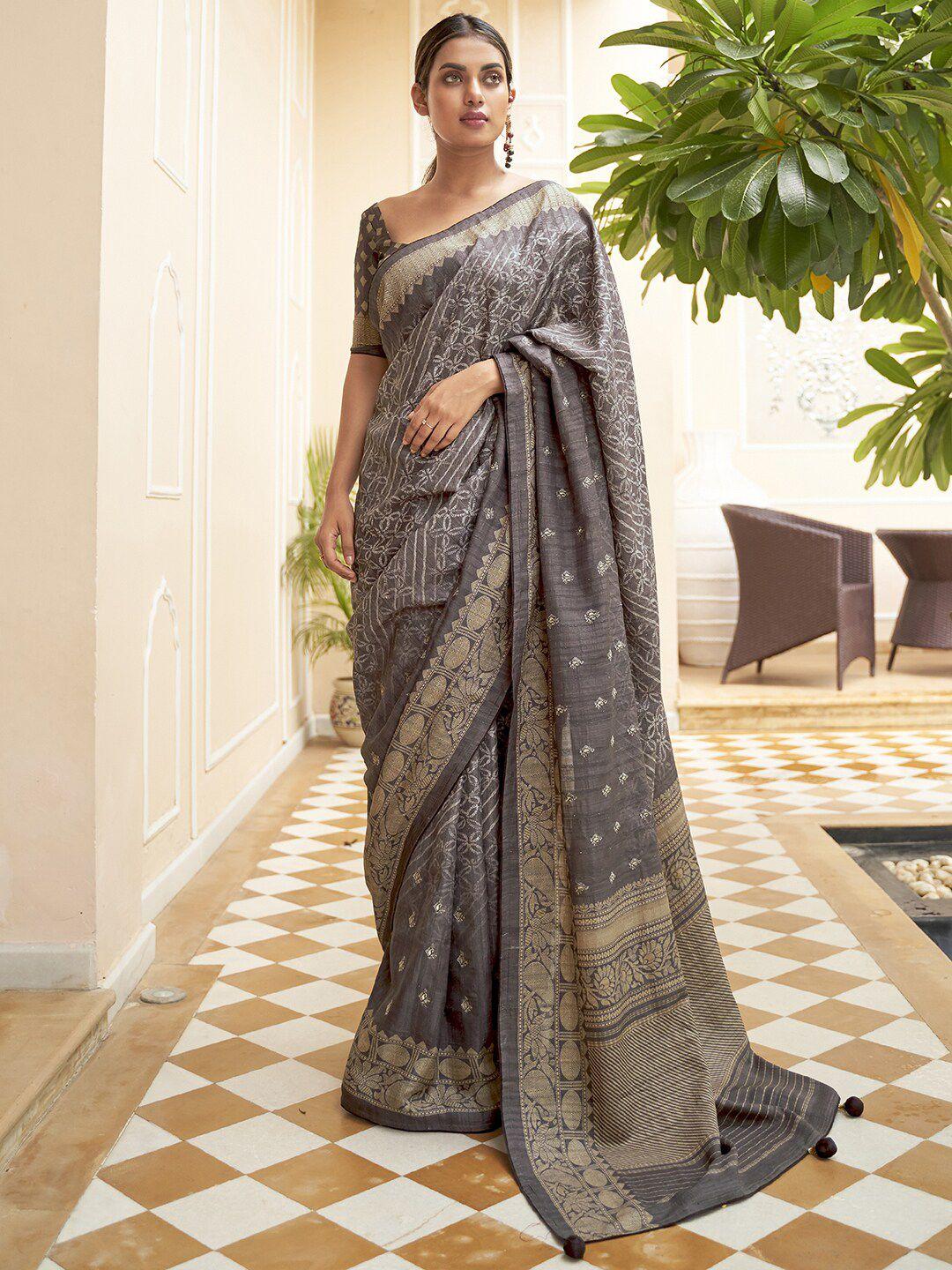 anouk ethnic motifs silk blend saree