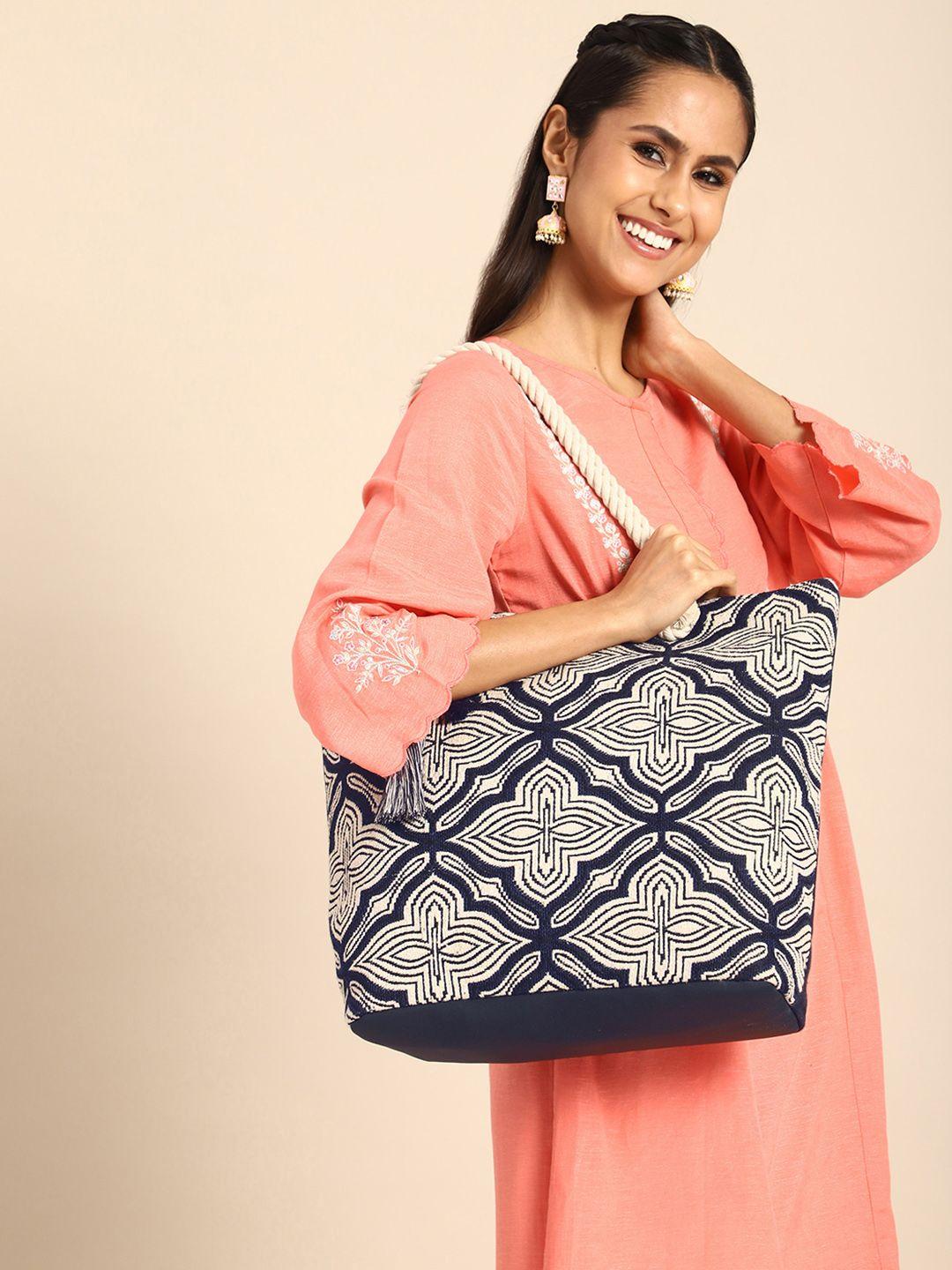 anouk ethnic motifs structured tote bag