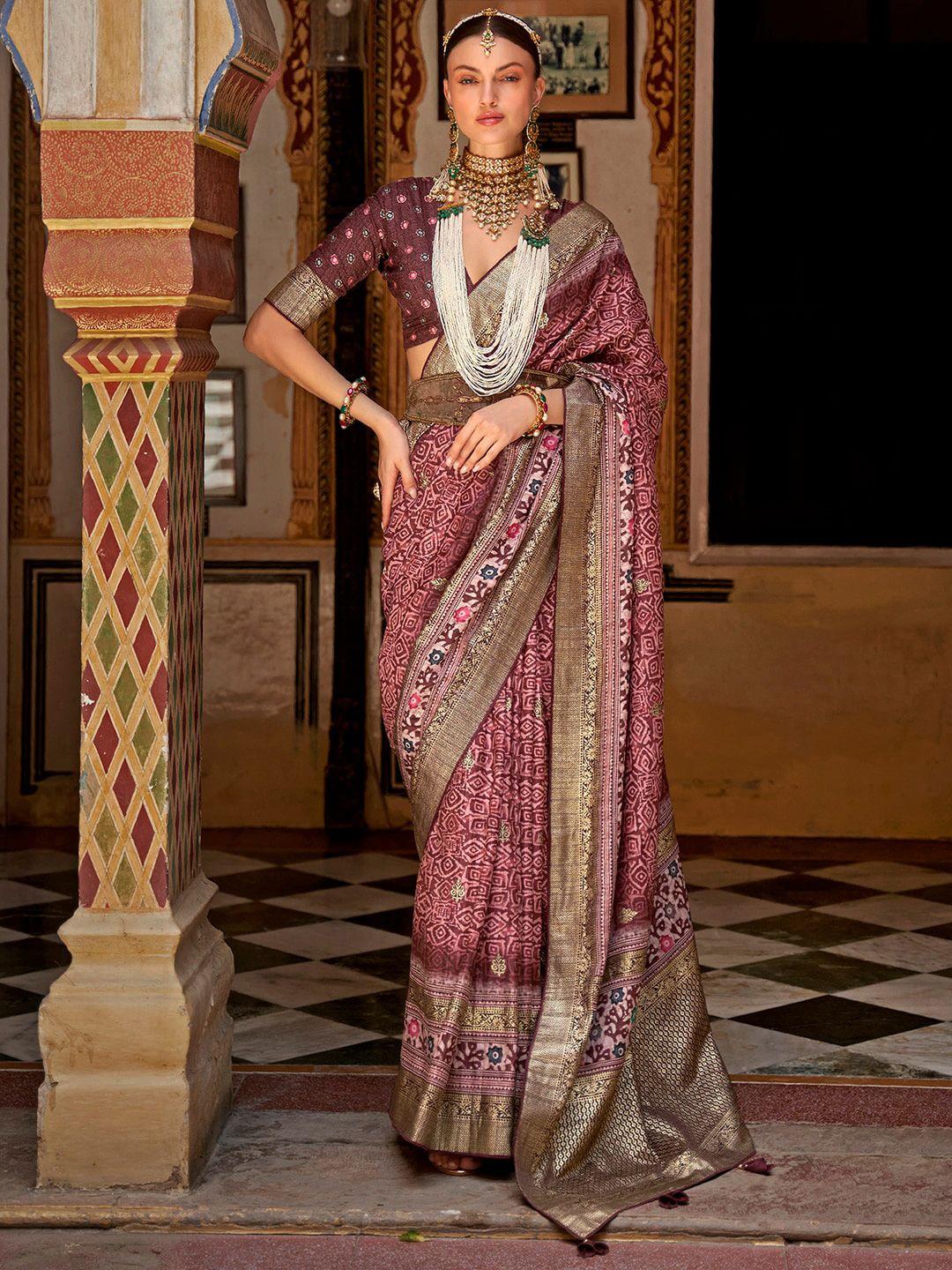 anouk ethnic motifs woven design bagru saree