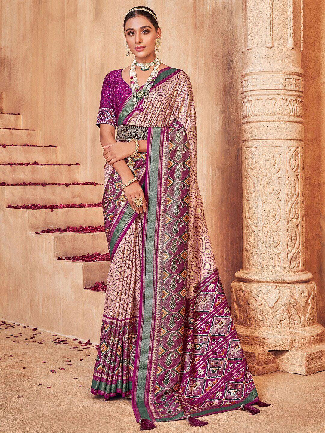 anouk ethnic motifs woven design ikat saree