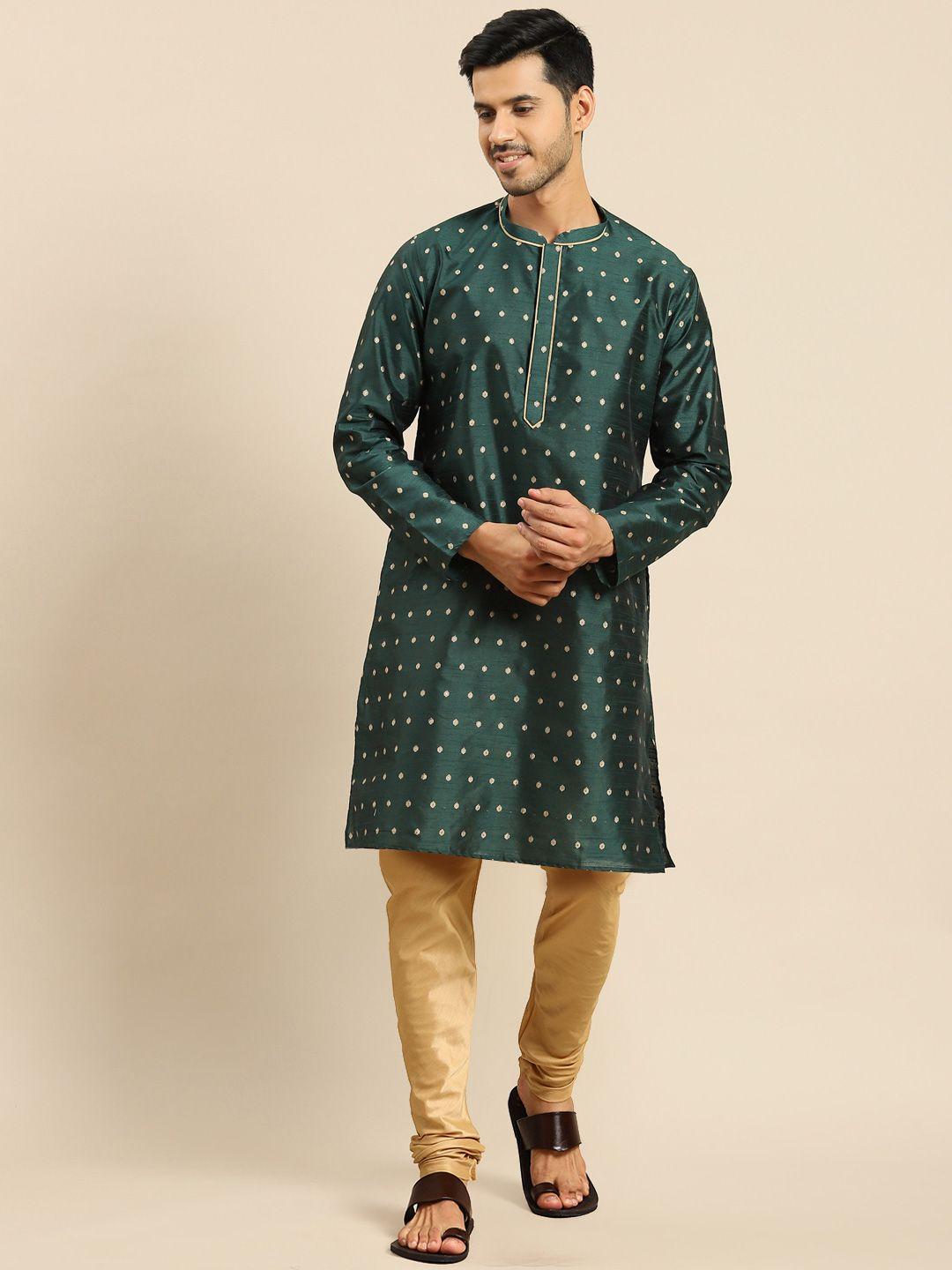 anouk ethnic motifs woven design mandarin collar jacquard straight kurta