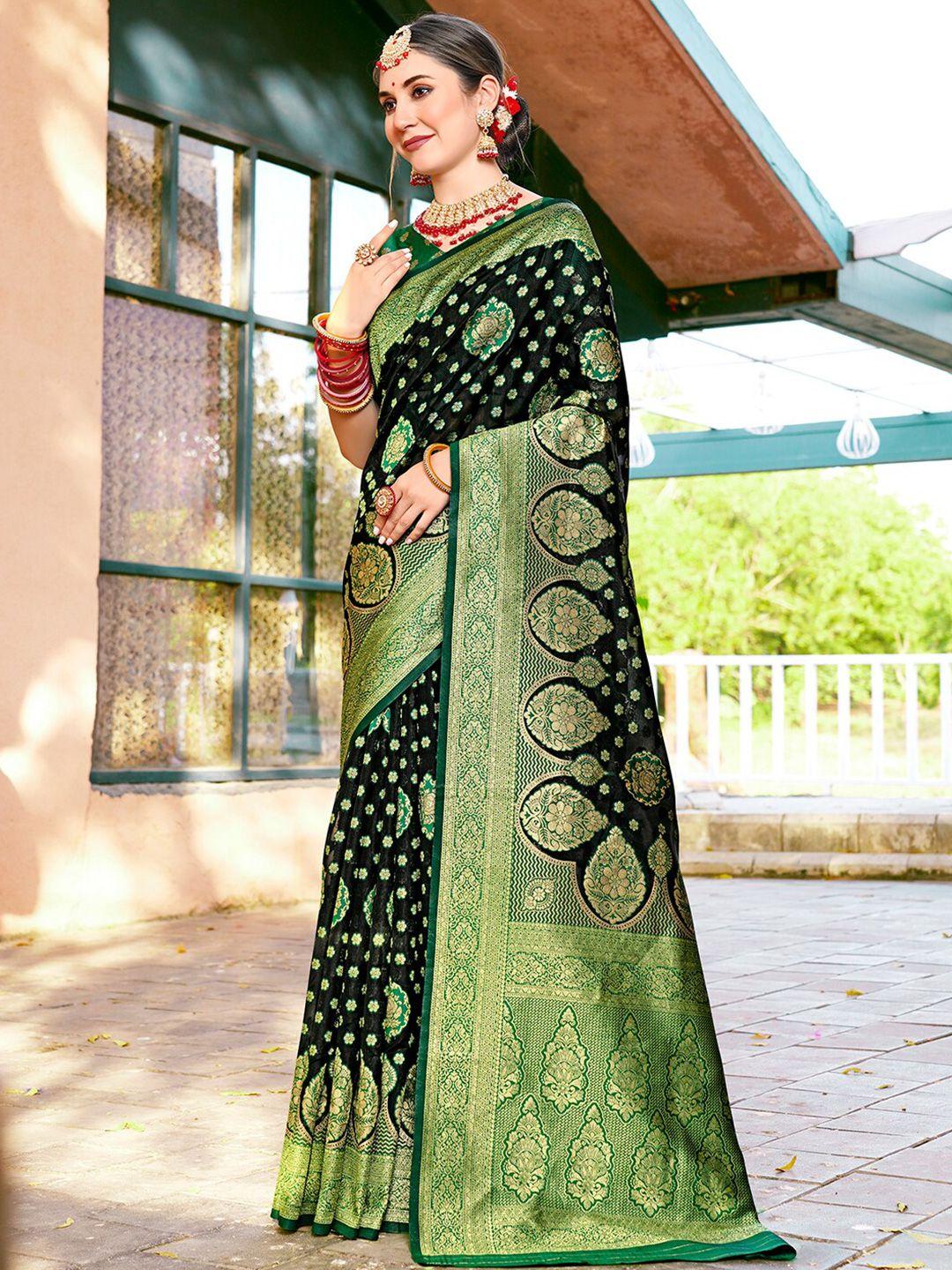 anouk ethnic motifs woven design organza saree