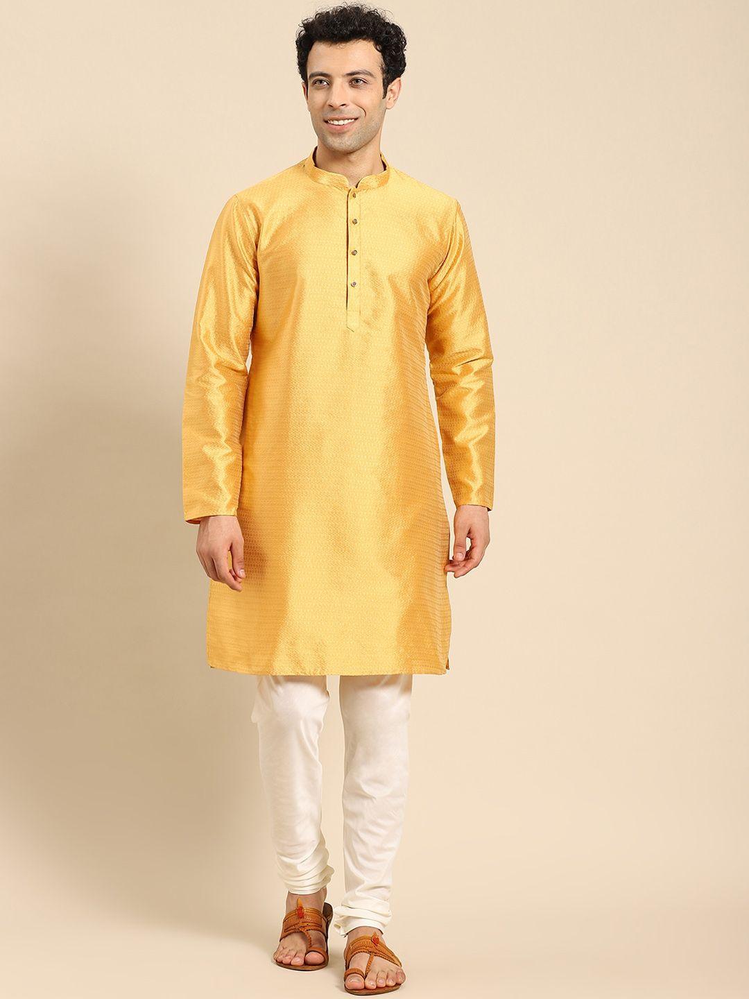 anouk ethnic motifs woven design regular kurta with churidar