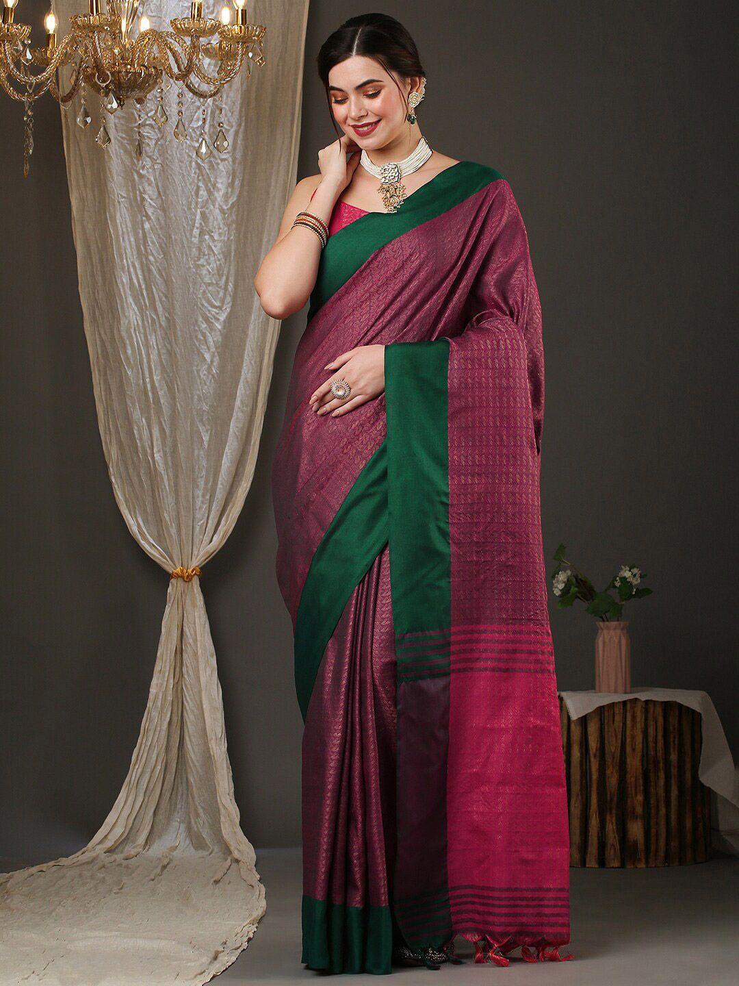 anouk ethnic motifs woven design silk blend saree