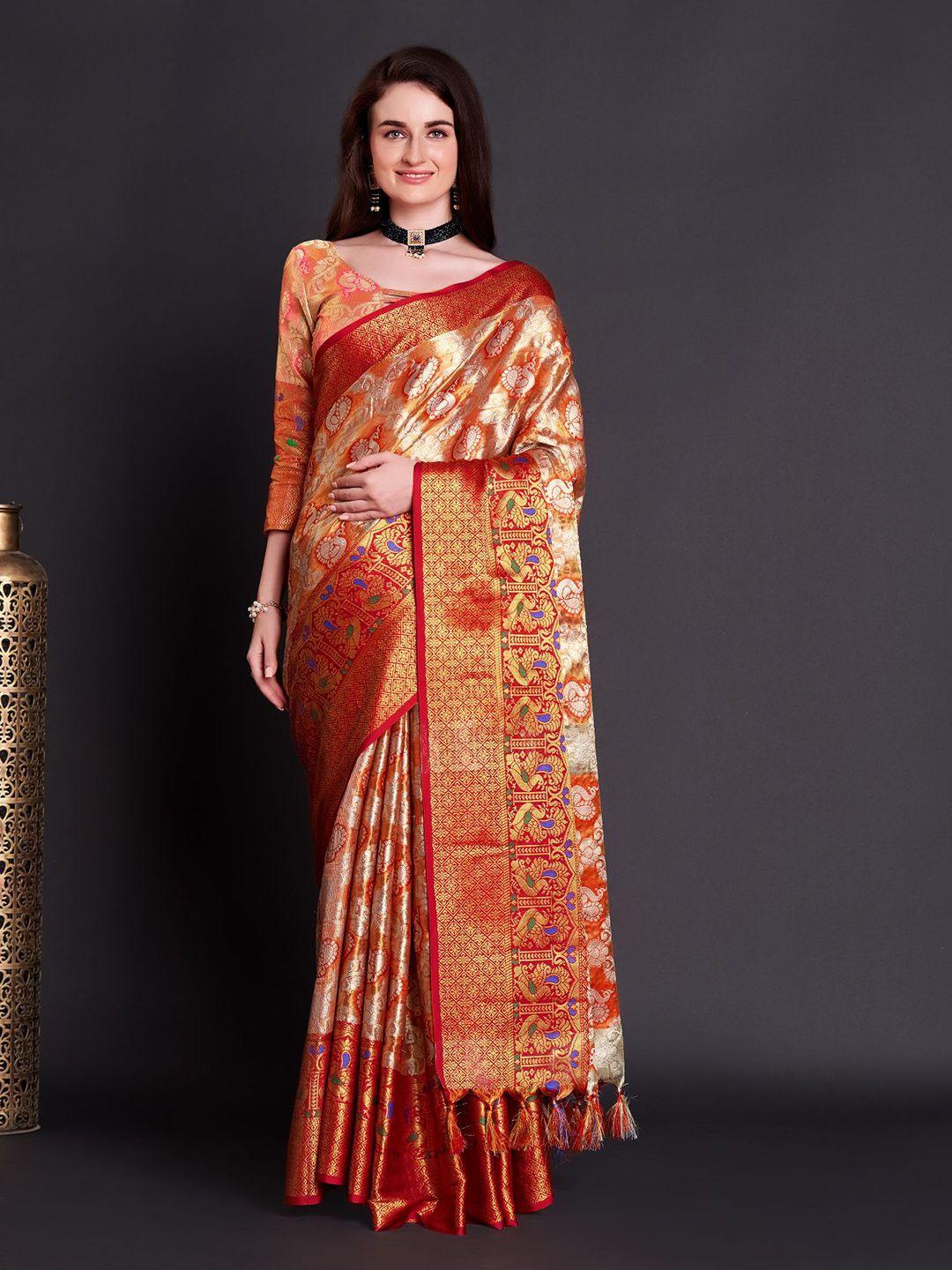 anouk ethnic motifs woven design zari detail tussar saree