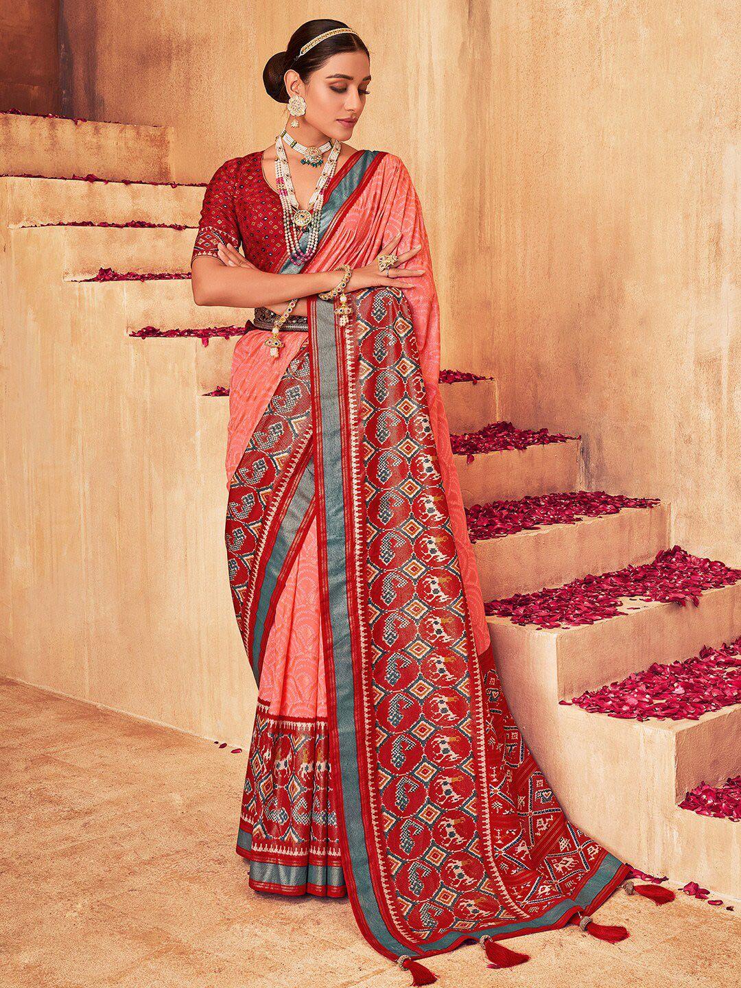 anouk ethnic motifs woven design zari ikat saree