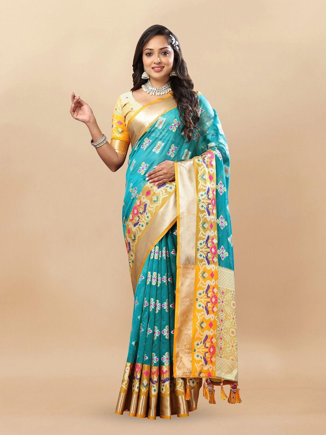 anouk ethnic motifs woven design zari organza paithani saree