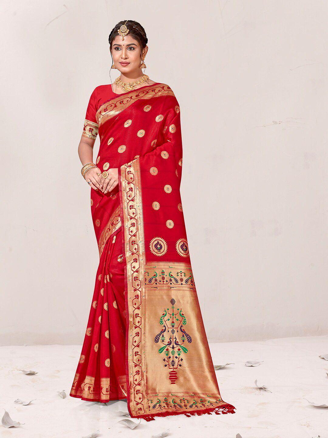 anouk ethnic motifs woven design zari organza saree