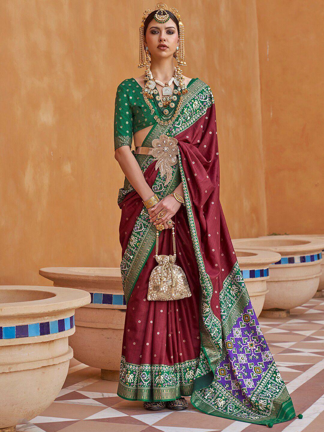 anouk ethnic motifs woven design zari patola saree