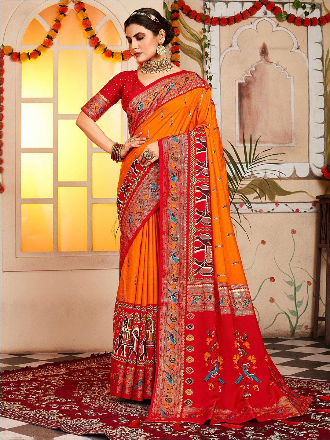 anouk ethnic motifs woven design zari patola saree