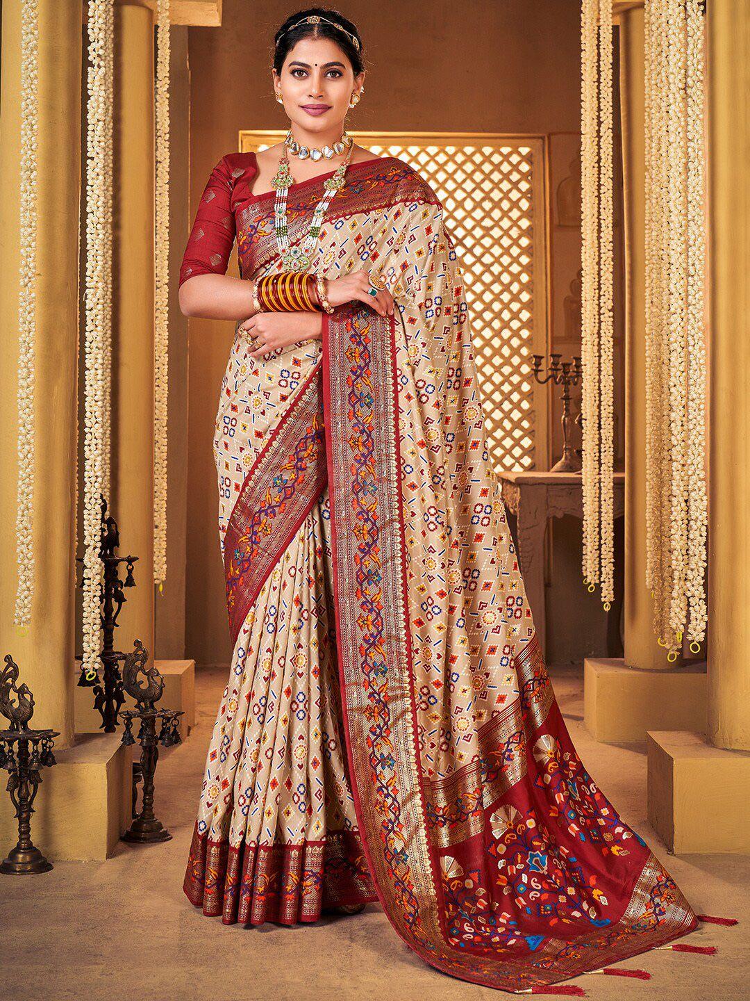 anouk ethnic motifs woven design zari patola saree