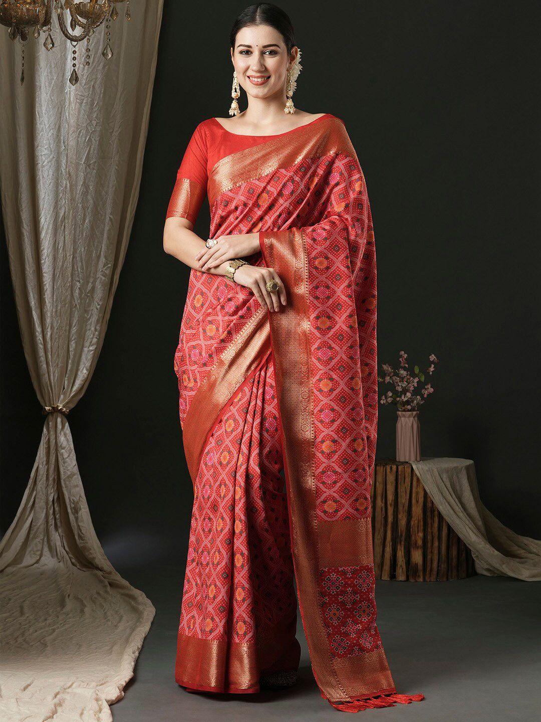 anouk ethnic motifs woven design zari patola saree