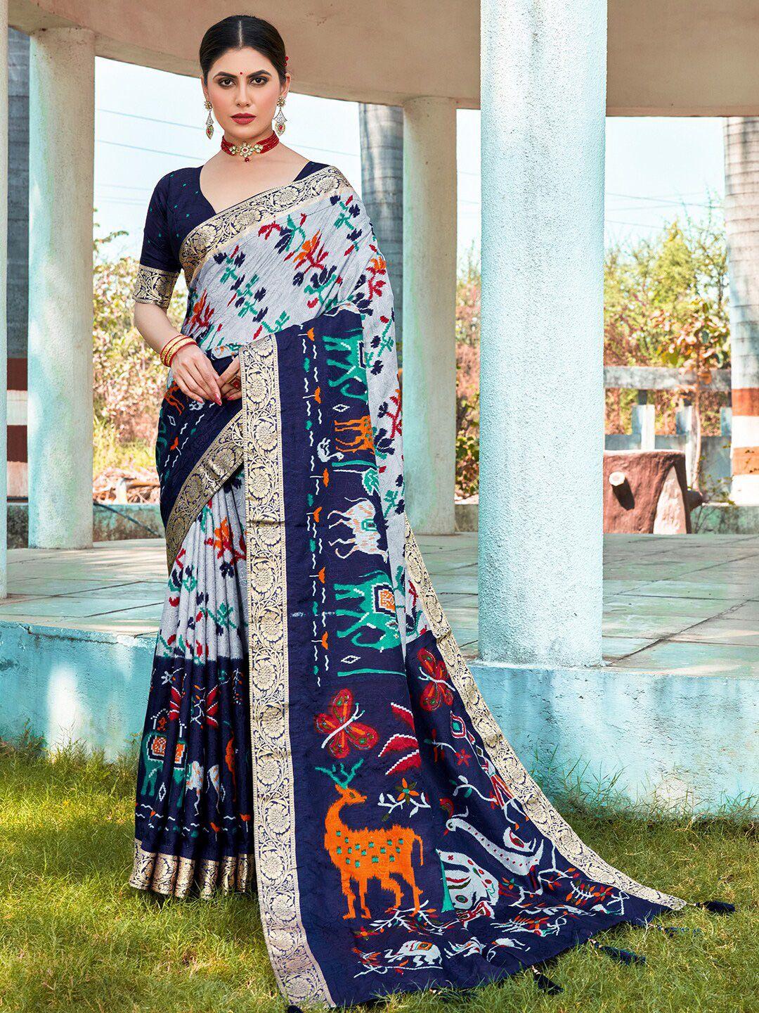 anouk ethnic motifs woven design zari pochampally saree