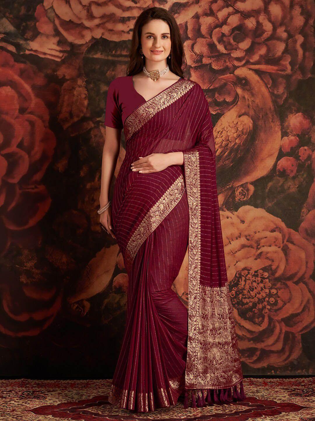 anouk ethnic motifs woven design zari pure georgette banarasi saree