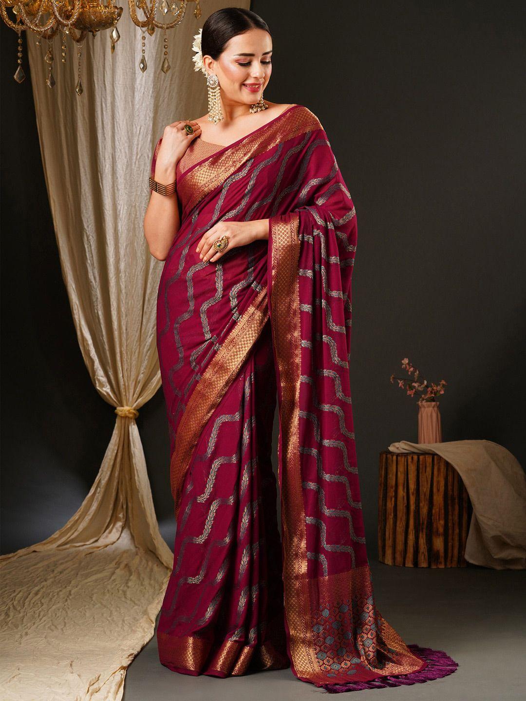 anouk ethnic motifs woven design zari pure georgette kanjeevaram saree