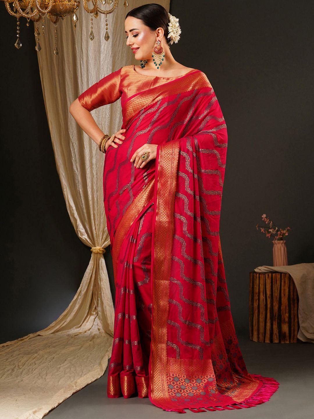 anouk ethnic motifs woven design zari pure georgette kanjeevaram saree