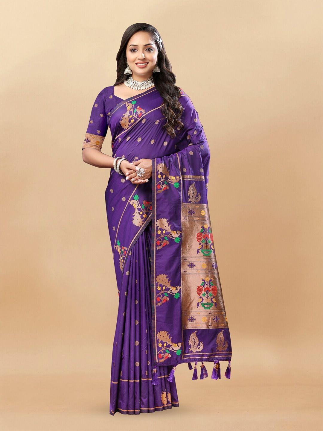 anouk ethnic motifs woven design zari pure silk paithani saree