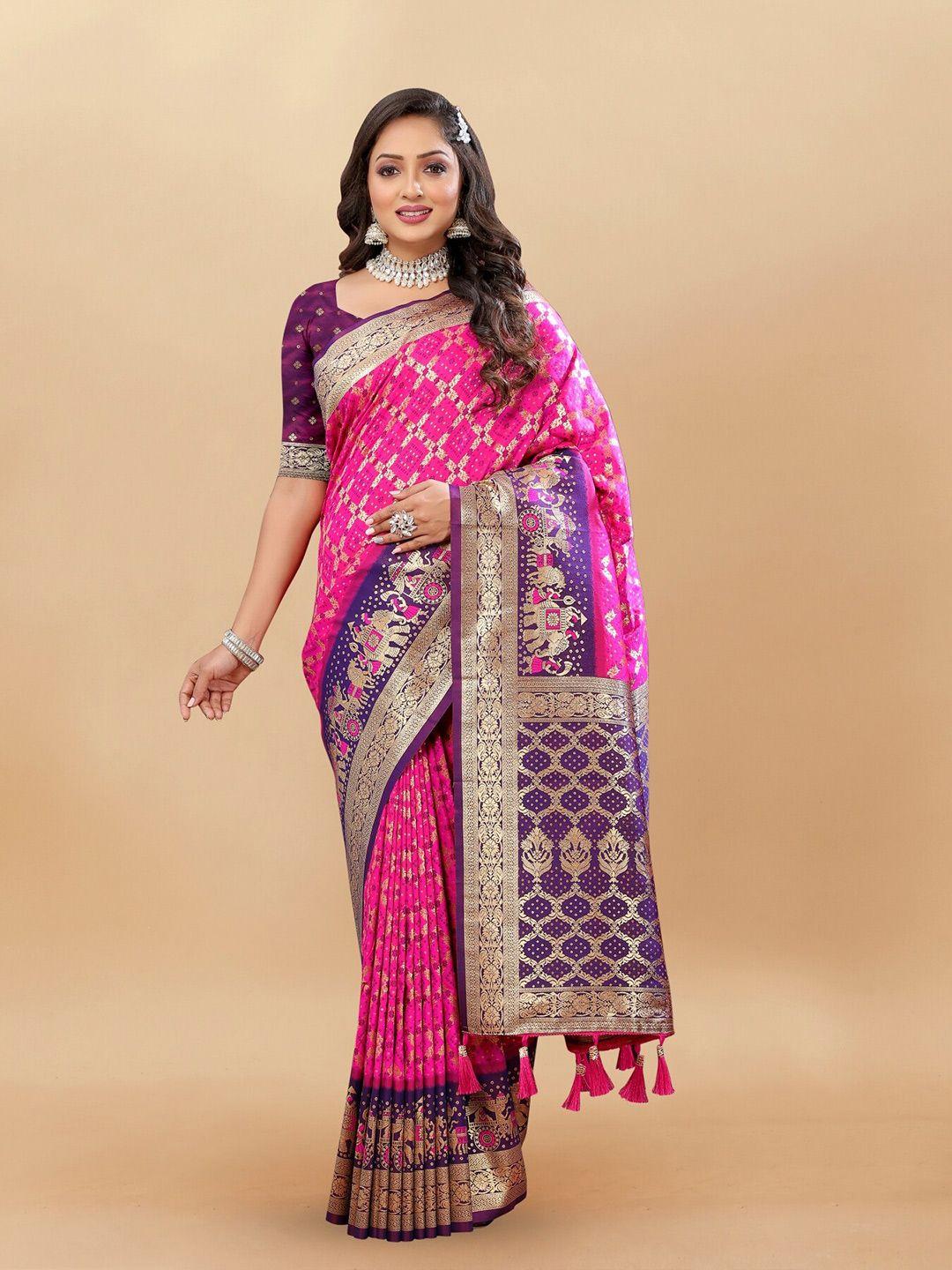 anouk ethnic motifs woven design zari pure silk patola saree