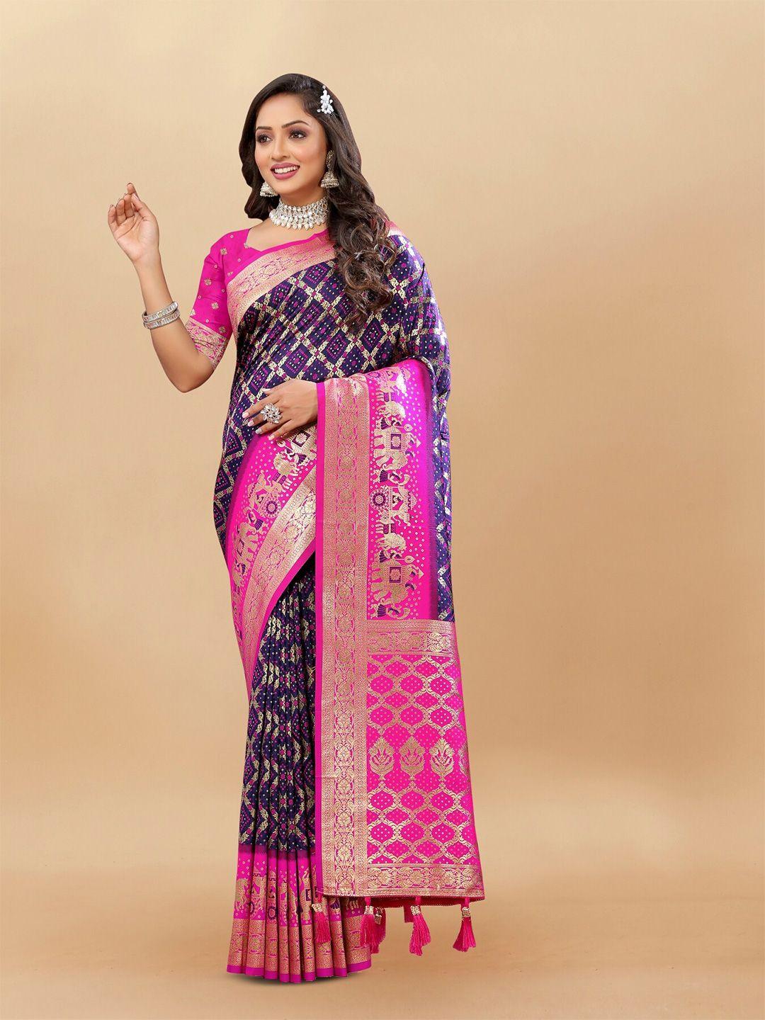 anouk ethnic motifs woven design zari pure silk patola saree