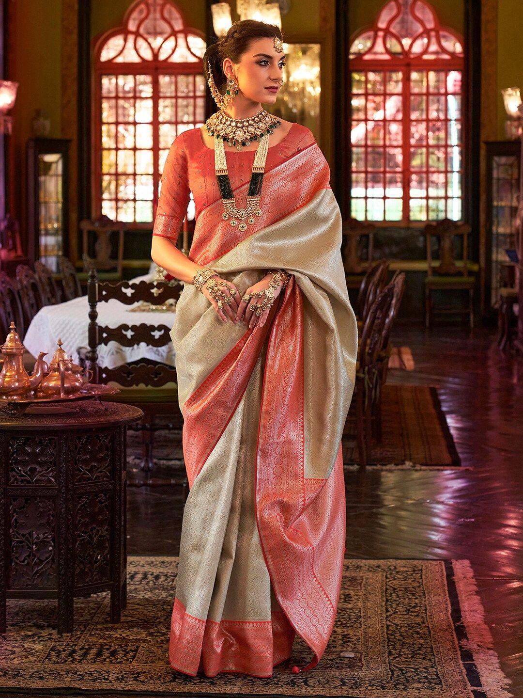 anouk ethnic motifs woven design zari silk blend kanjeevaram saree