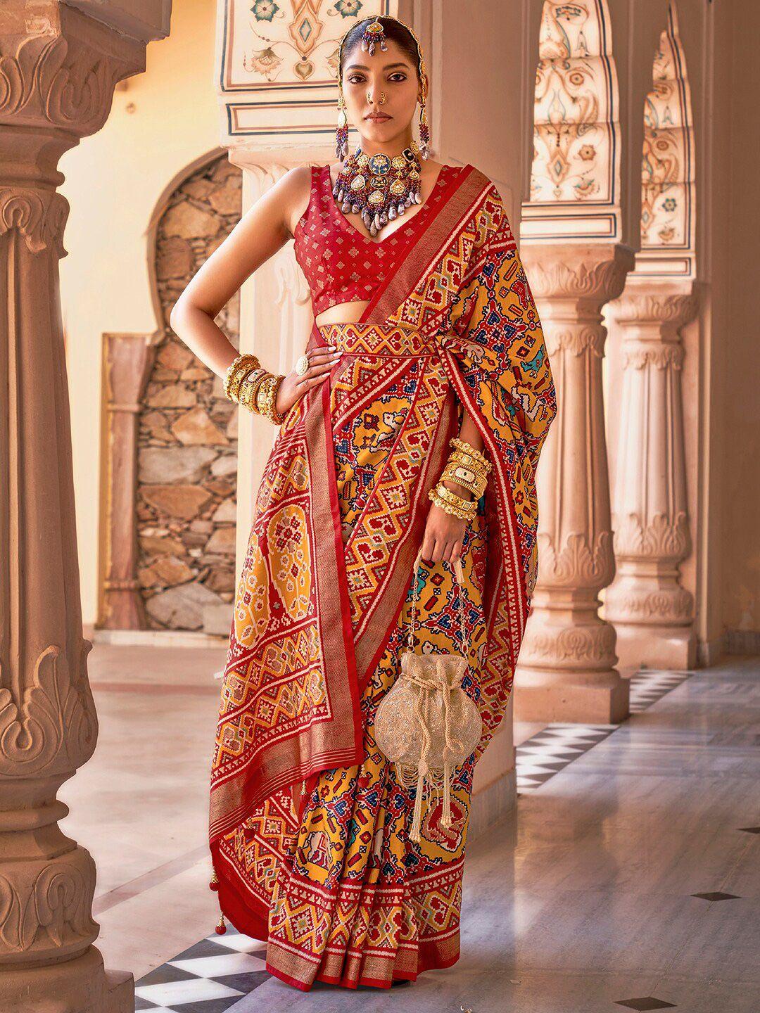 anouk ethnic motifs woven design zari silk blend patola saree