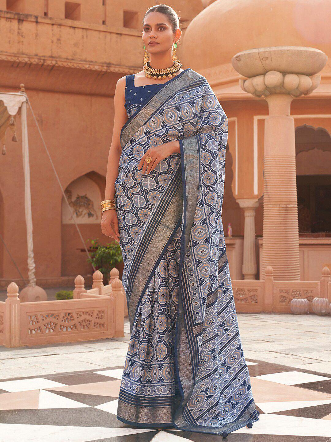 anouk ethnic motifs woven design zari silk blend pochampally saree