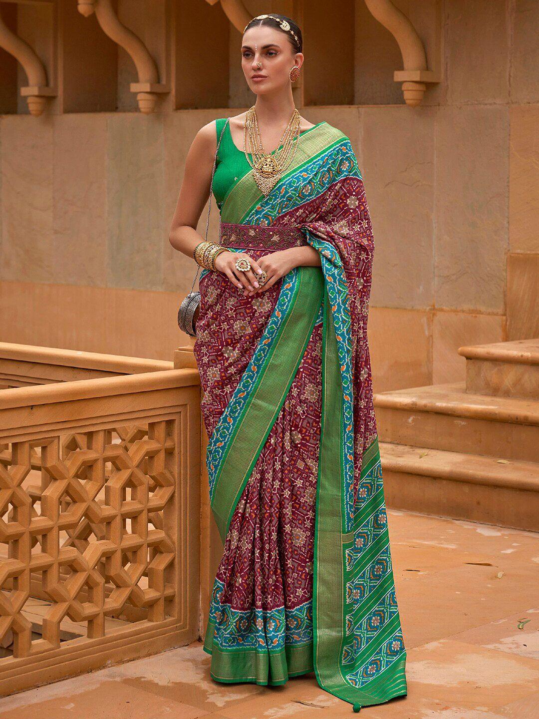 anouk ethnic motifs woven design zari silk blend pochampally saree