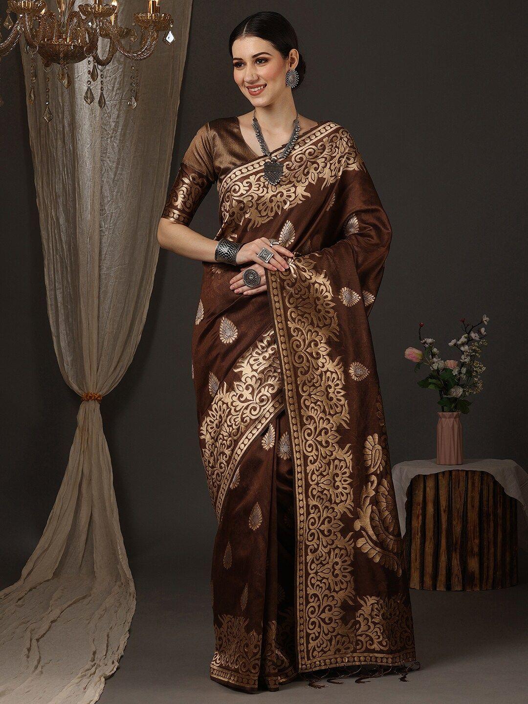 anouk ethnic motifs woven design zari silk cotton banarasi saree