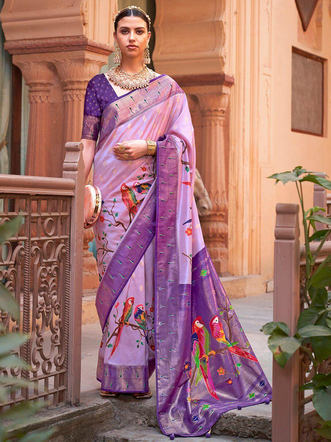 anouk ethnic motifs zari silk blend banarasi saree