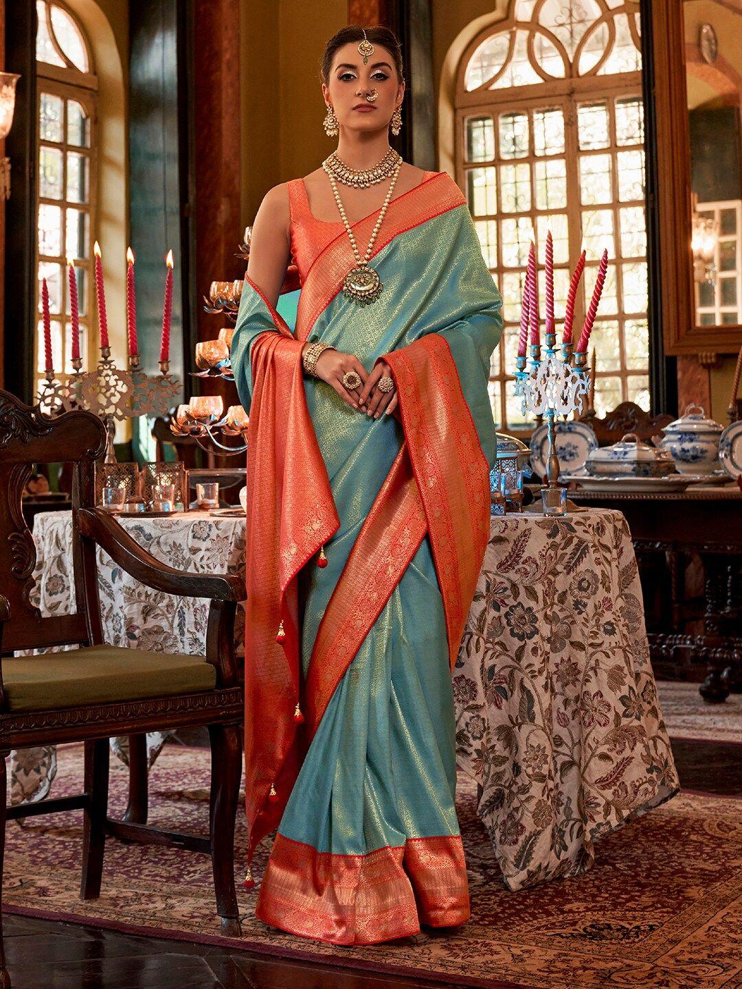 anouk ethnic motifs zari silk blend kanjeevaram saree