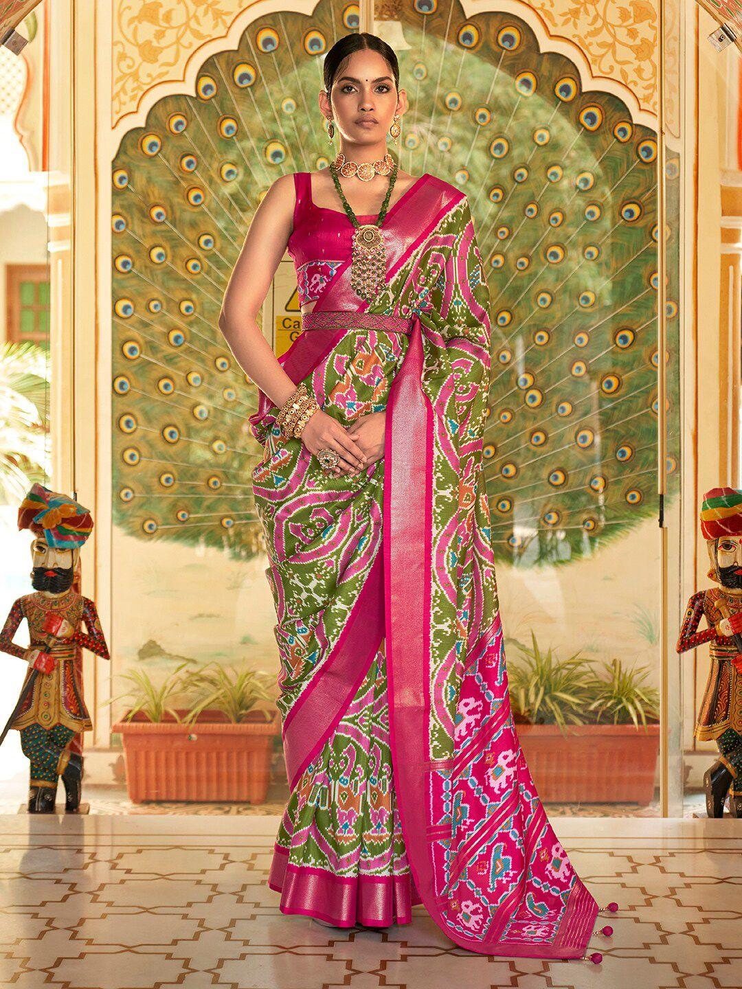 anouk ethnic motifs zari silk blend patola saree