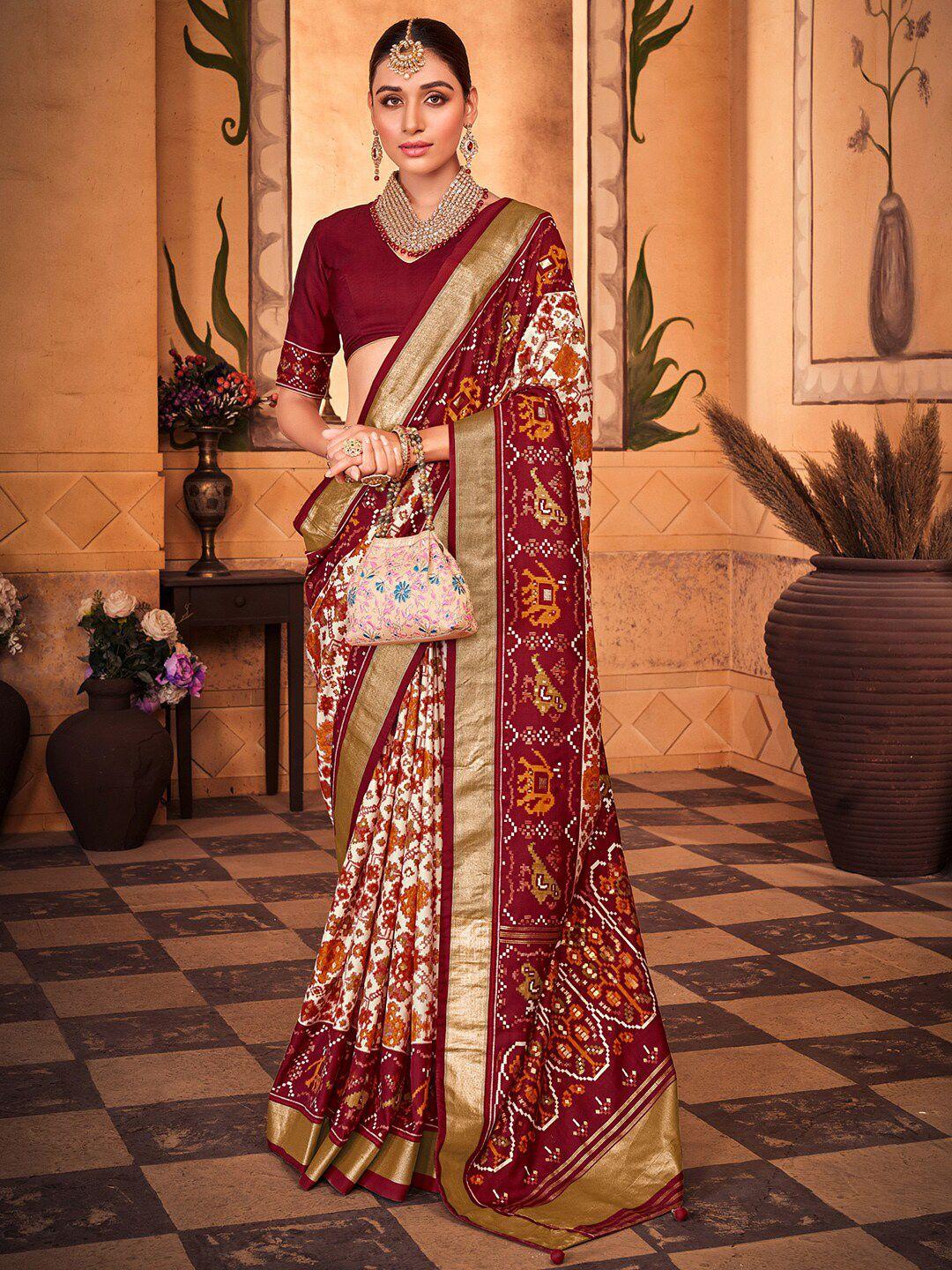 anouk ethnic motifs zari silk blend patola saree