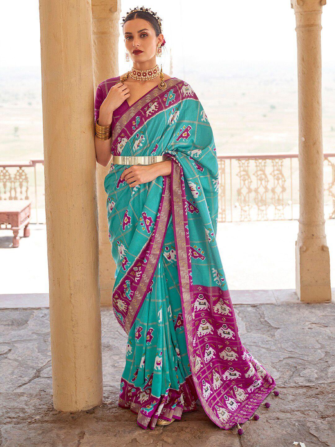 anouk ethnic motifs zari silk blend patola saree