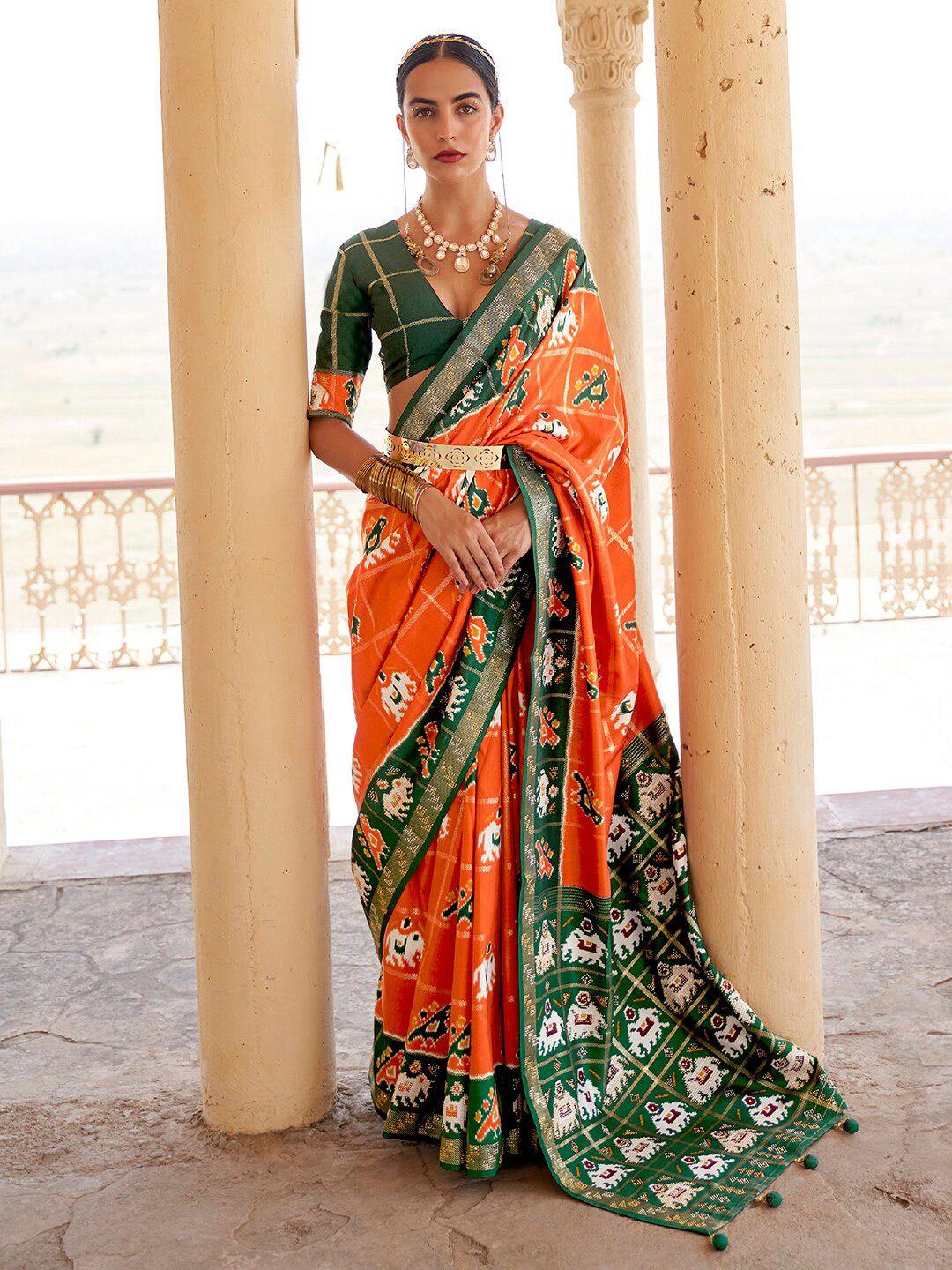 anouk ethnic motifs zari silk blend patola saree
