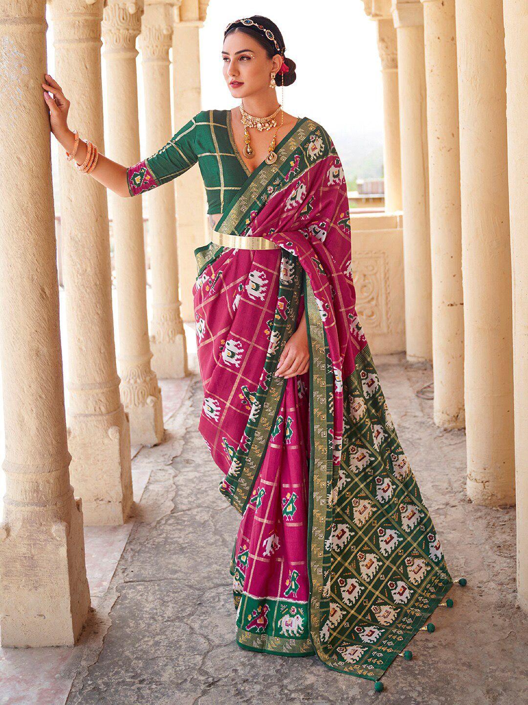 anouk ethnic motifs zari silk blend patola saree