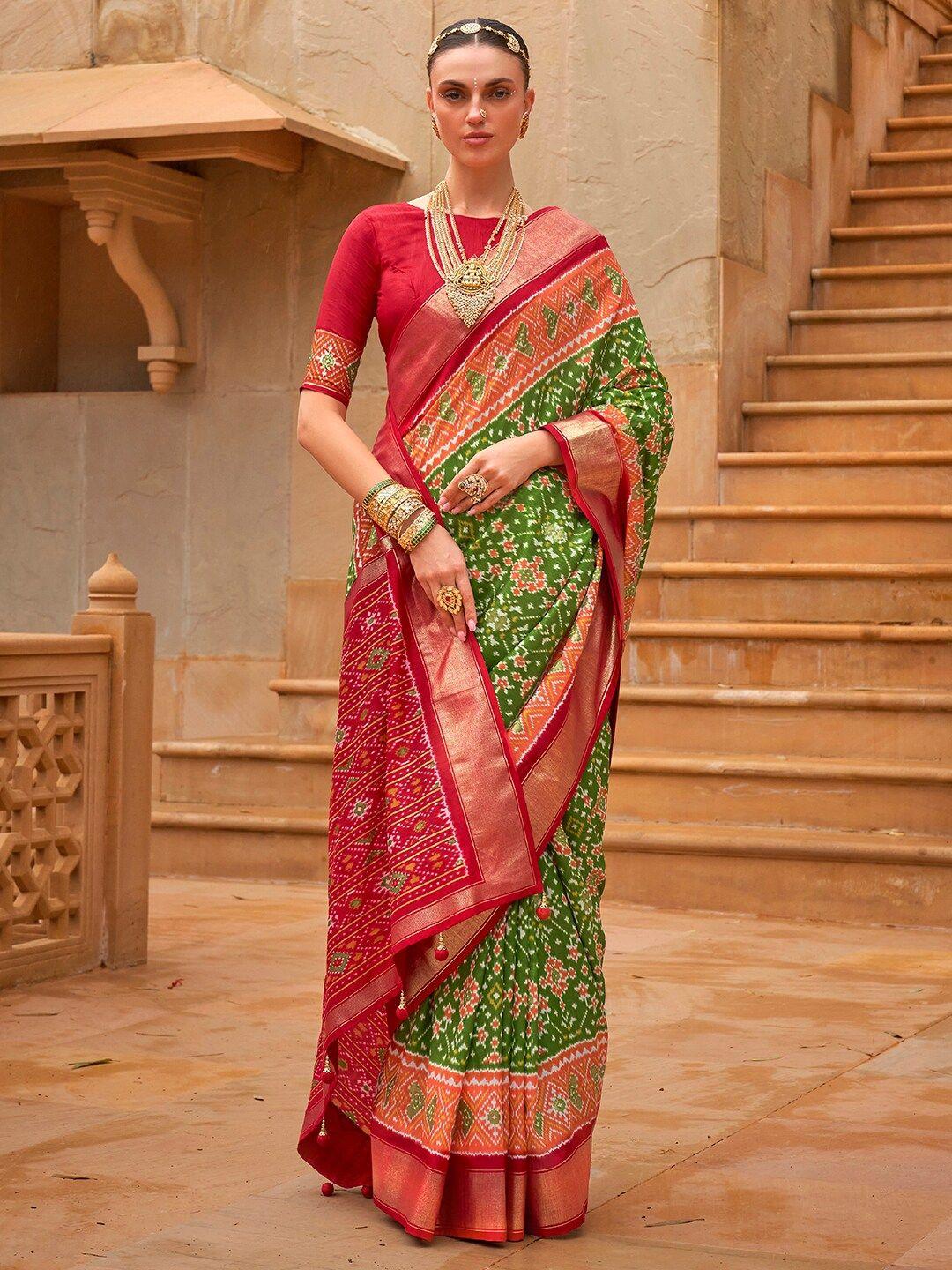 anouk ethnic motifs zari silk blend pochampally saree