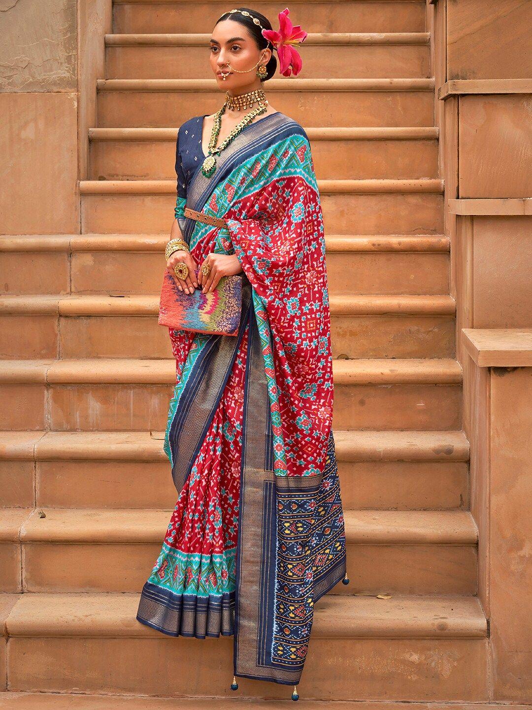 anouk ethnic motifs zari silk blend pochampally saree