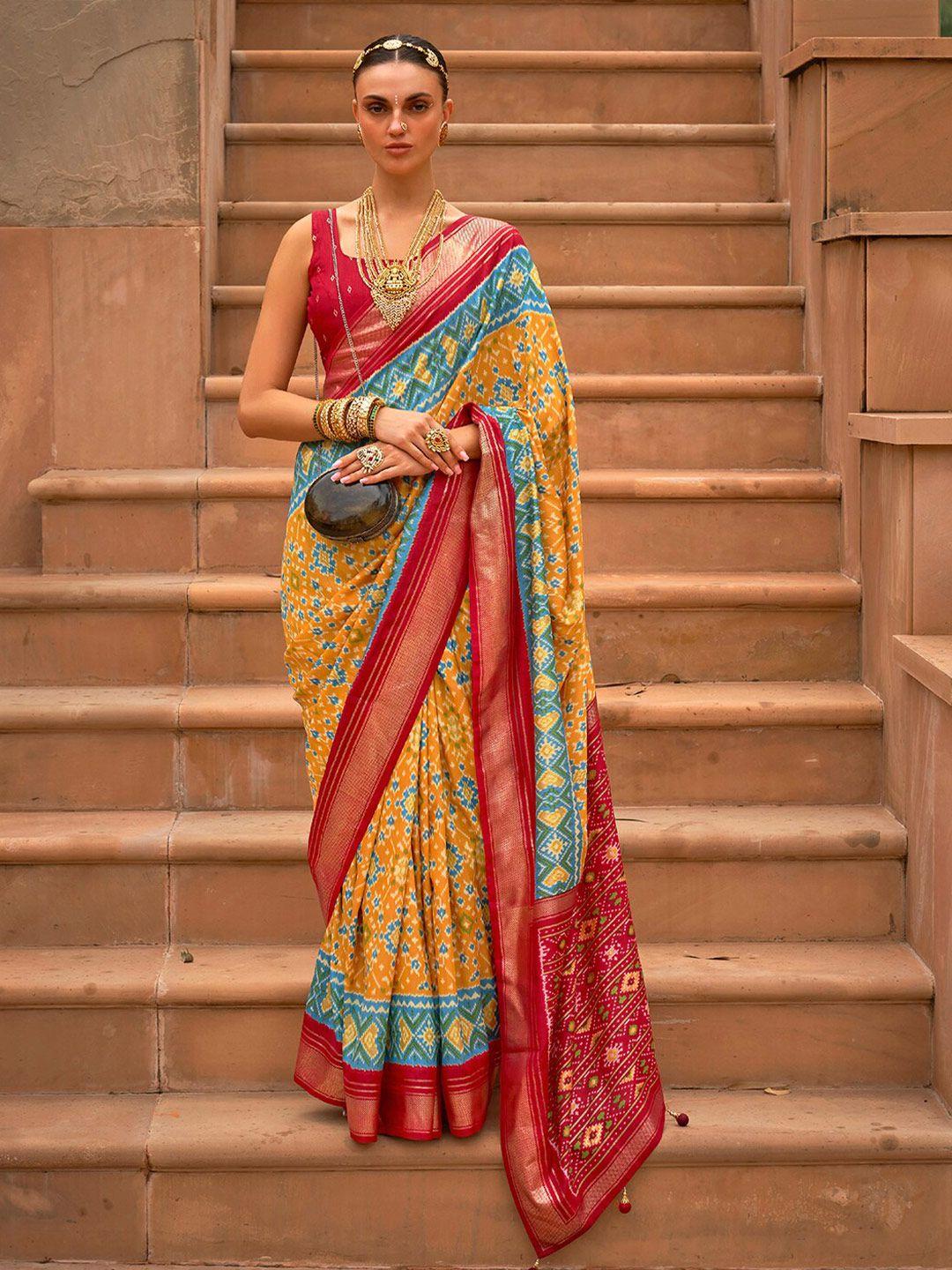 anouk ethnic motifs zari silk blend pochampally saree