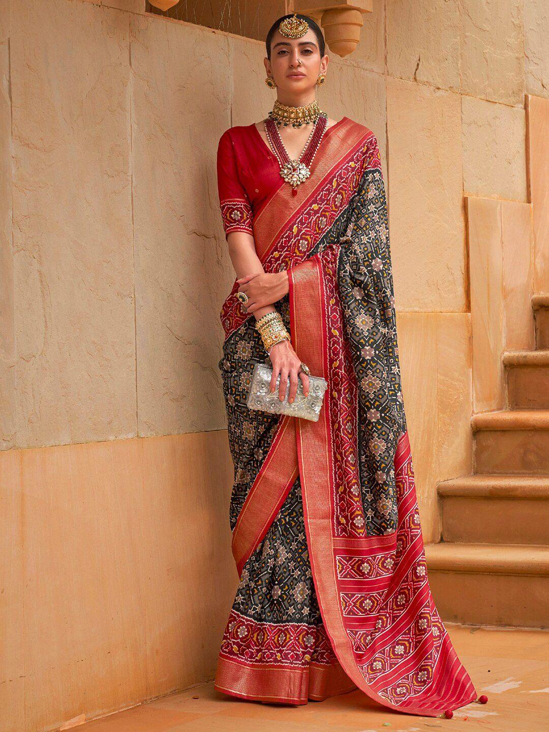 anouk ethnic motifs zari silk blend pochampally saree