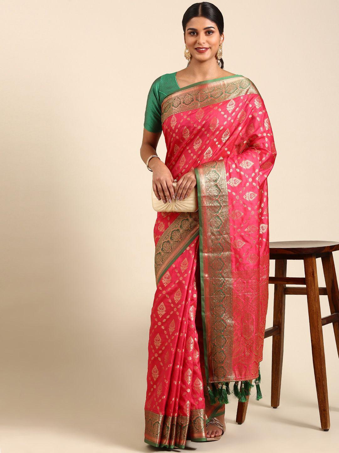 anouk ethnic motifs zari silk blend saree