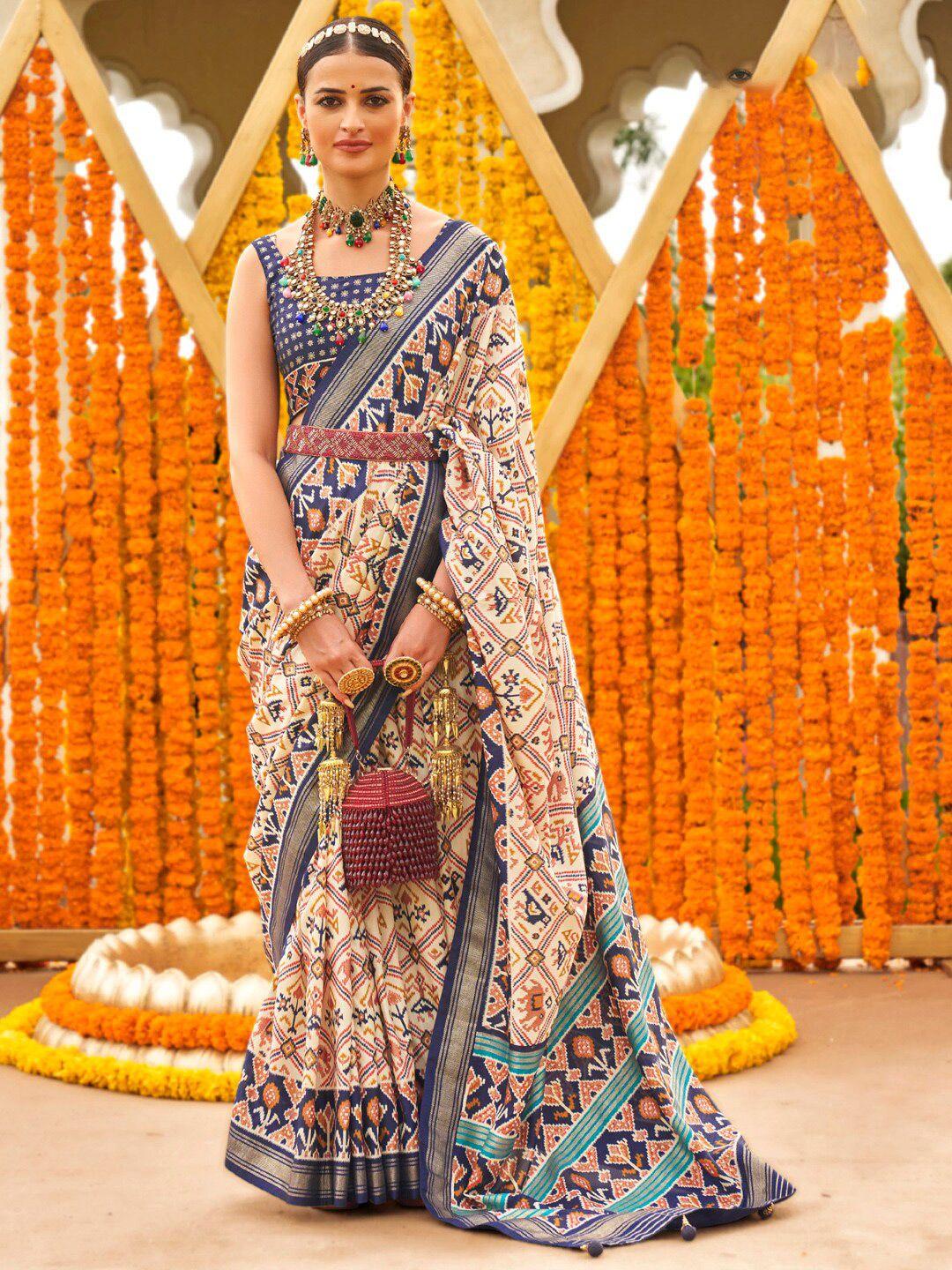 anouk ethnic motifs zari woven design designer patola saree