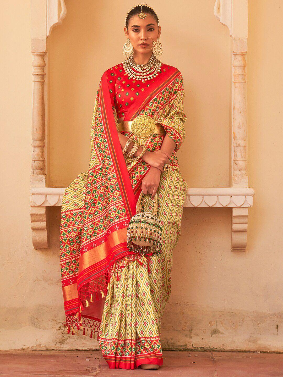 anouk ethnic printed ikat saree