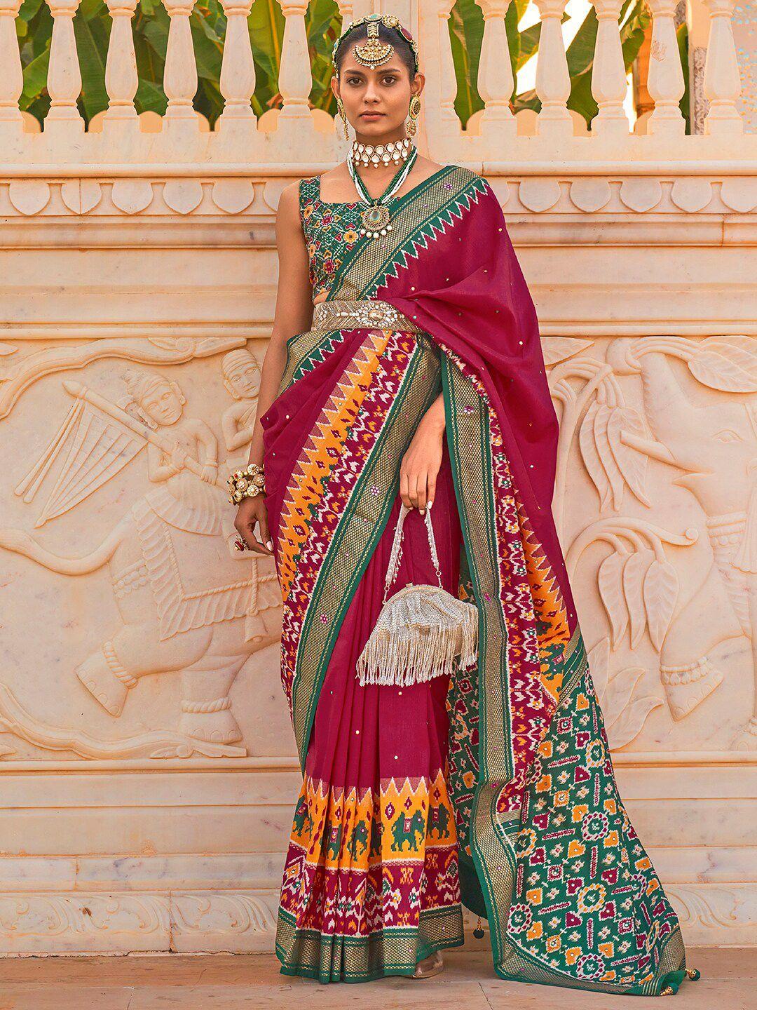 anouk ethnic printed pochampally saree