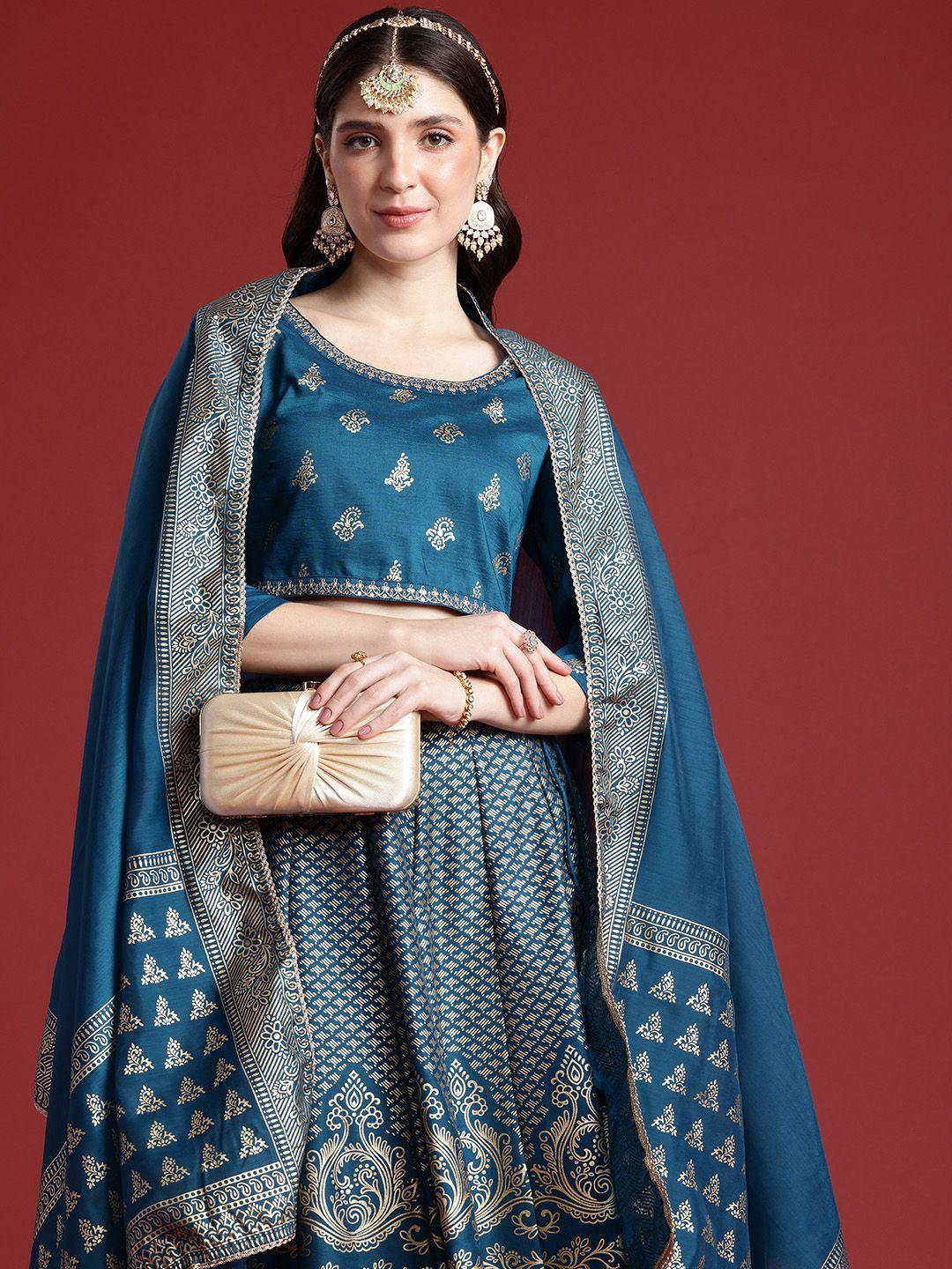 anouk ethnic printed ready to wear lehenga & blouse with dupatta